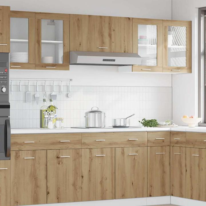 Image du produit VidaXL Hängeglasschrank Artisan-Eiche 80x31x60 cm Holzwerkstoff Küchenschrank (80 x 31 x 60 cm)