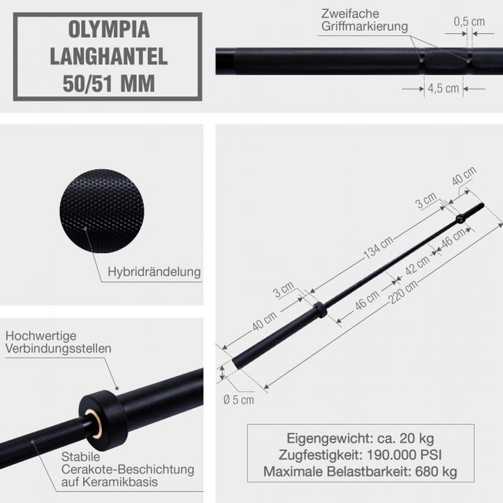 Image du produit Gorilla Sports Barre d'haltère long