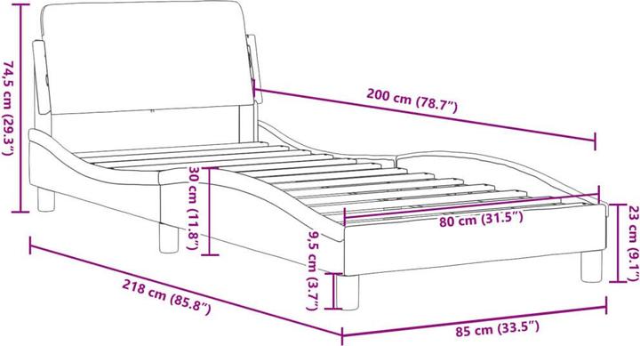 Immagine prodotto VidaXL Giroletto con testiera in tessuto (80 x 200 cm)