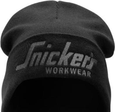 Hultafors Snickers hue/beanie One Size - Sort/koksgrå, dobbelt lag strikstof, 100% akryl