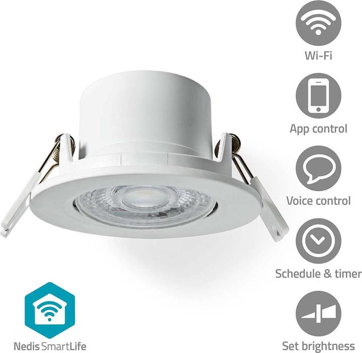 Immagine prodotto Nedis Plafoniera SmartLife | Wi-Fi | Bianco caldo o freddo | Rotonda | Diametro: 52 mm | 68 - 74 m (360 lm)