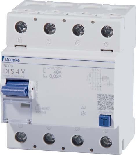 Image du produit Doepke DOEP DFS4 040-4/0,30-A V500 Disjoncteur différentiel DFS4 4 pôles 40A 300mA Type
