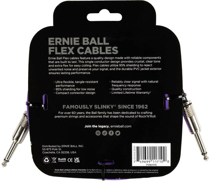 Actual product image Ernie Ball Instrument cable 6415 - 3.04 m, purple (3.05 m)