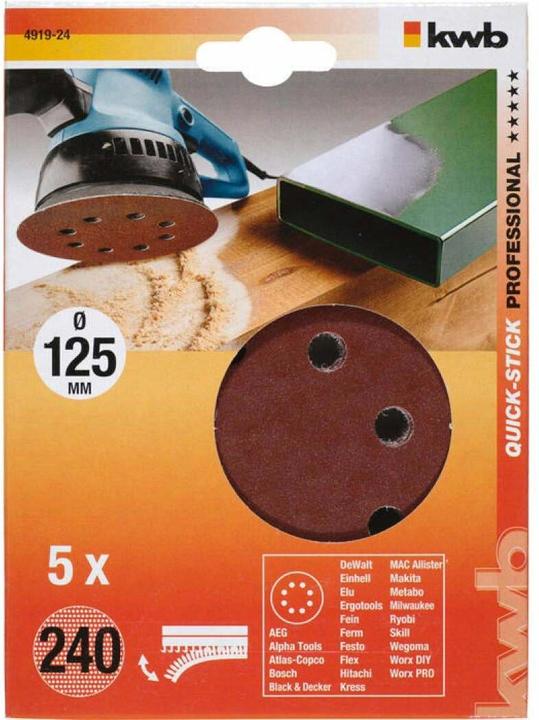 Produktbild kwb Klett-Haftscheiben 125 Gelocht K240/5Stück (240)