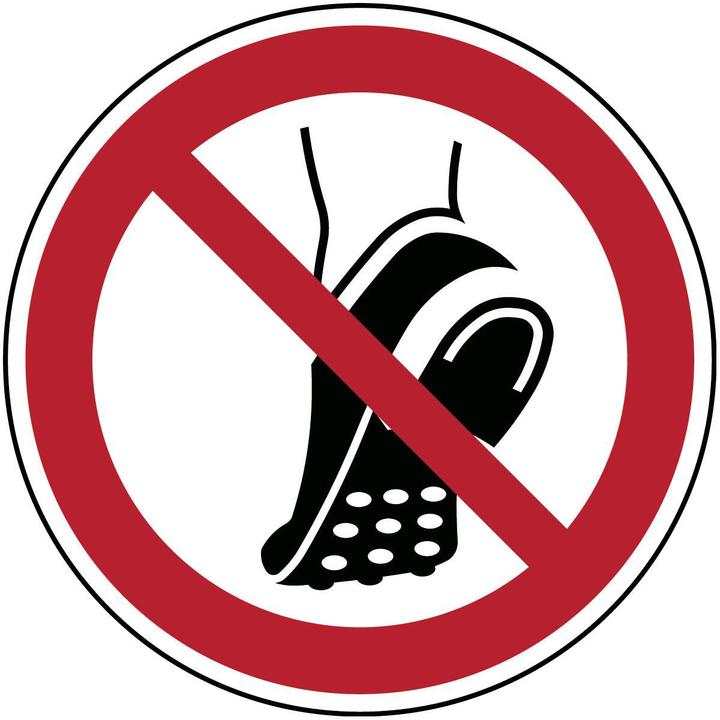 Actual product image Brady ISO safety sign - Metal-studded footwear prohibited