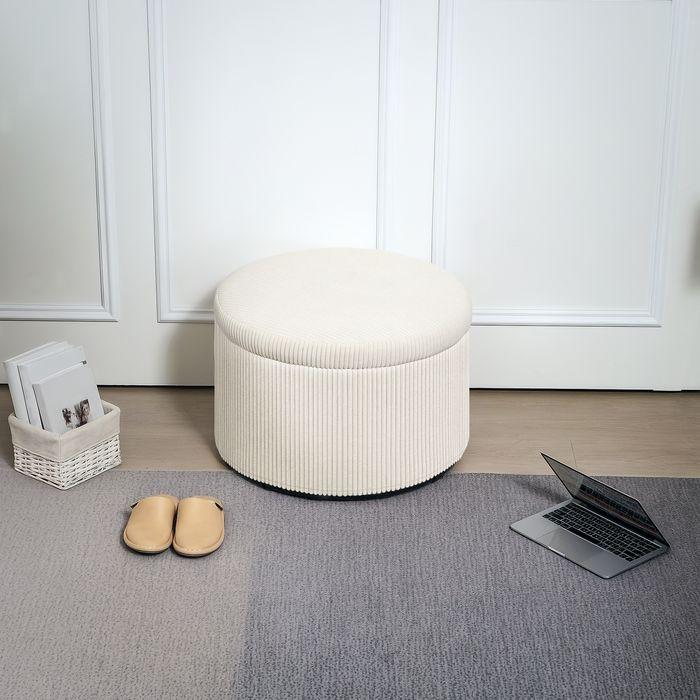 Actual product image Swisshandel24 Sitzhocker mit Stauraum Hocker mit Deckel, Runder Polsterhocker für Wohnzimmer
