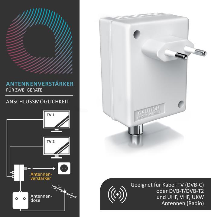 Produktbild Aplic DVB-T2 Antennen Verstärker, Kabel TV, Radio Antennenverstärker, 2x 15 dB Signalverstärkung (Verstärker)