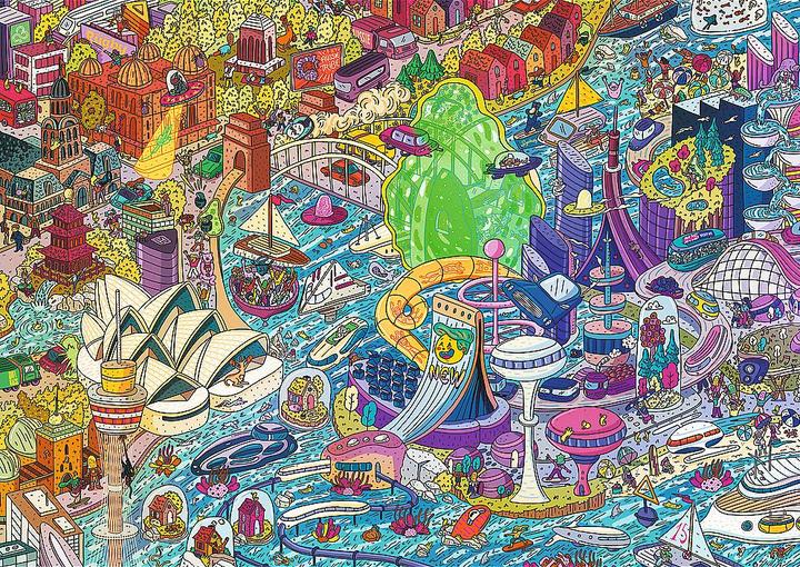 Produktbild Trefl Puzzle 1000 Teile UFT EYE-SPY Zeitreise Sydney Australien (1000 Teile)