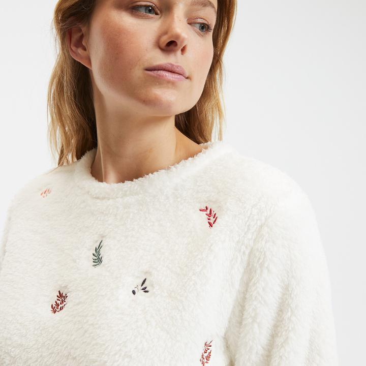 Produktbild La Redoute Collections Pyjama aus Fleece mit Blätterstickerei (42)