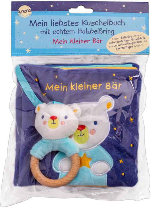 Actual product image My favourite cuddle book with real wooden teething ring. My little bear (German)