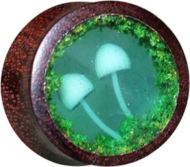 Image du produit Star Piercing Flared Plug Champignon époxy en bois de tamarin (sans laiton, Organique)