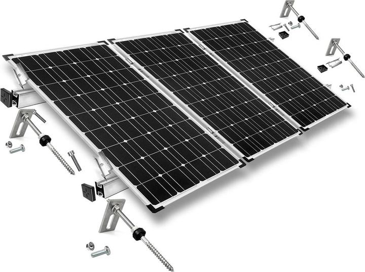 Immagine prodotto Offgridtec Set di montaggio per 3 moduli solari - tetto in ernite ondulata e lamiera per moduli solari con