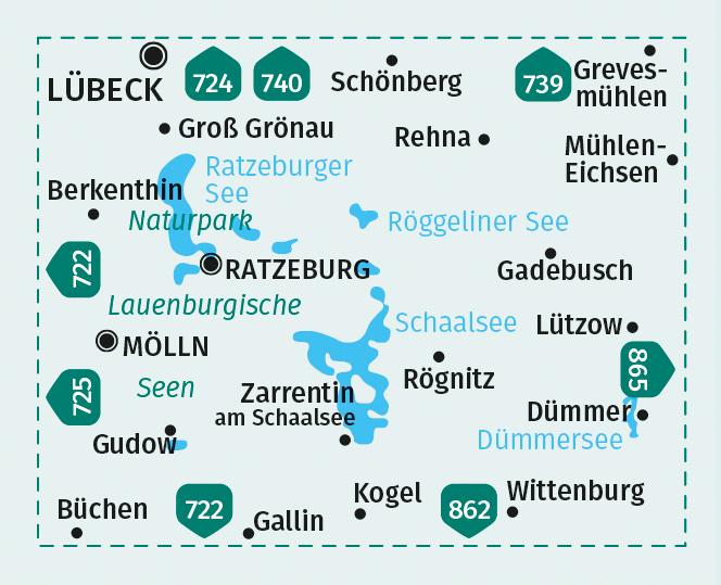 Produktbild Wanderkarte 721 Lauenburgische Seen, Ratzeburg, Mölln, Schaalsee 1:50.000