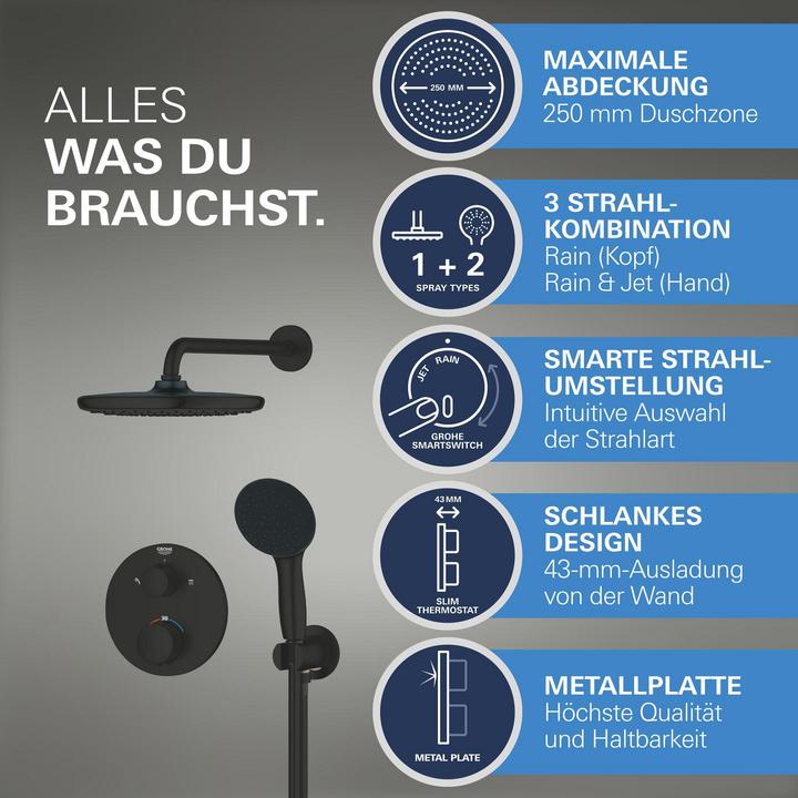 Actual product image Grohe Precision Thermostat Unterputz-Duschsystem mit Vitalio Start 250 Kopfbrause und Vitalio Start 110 Ha
