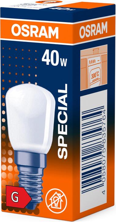 Actual product image Osram SPECIAL OVEN T FR 40W 230V E14 (E14, 40 W, 300 lm, 20 x, G)