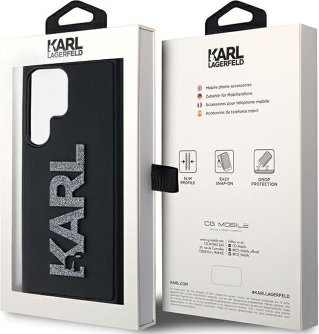 Actual product image Karl Lagerfeld KLHCS23L3DMBKCK S23 Ultra S918 czarny/black hardcase 3D Rubber Glitter Logo (Samsung Galaxy S23 Ultra)