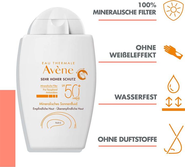 Image du produit Avène Sun Fluid Mineral SPF50+ (Crème solaire, SPF 50+, 40 ml, 71 g)