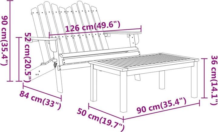 Produktbild VidaXL 5-tlg. Garten-Lounge-Set Adirondack Massivholz Akazie