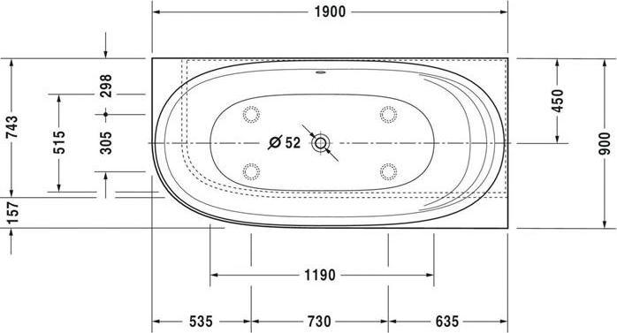 Immagine prodotto Duravit Vasca da bagno CAPE COD 1900x900 1 RS Angolo destro bianco (205 l, 190 cm, 90 cm)