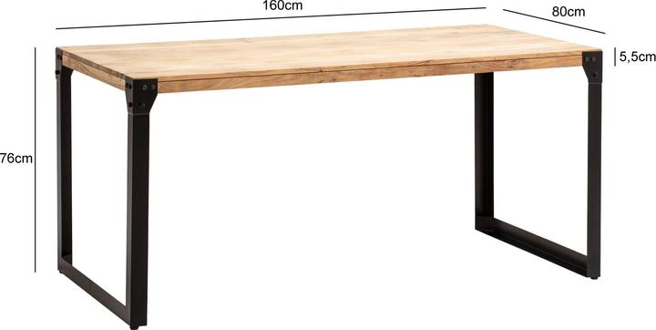 Produktbild FineBuy Esszimmertisch Esstisch Akazie Holz Massiv Metall Küchentisch Industrial (160 x 80 x 76 cm)