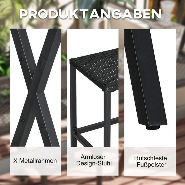 Actual product image Swisshandel24 Garden bar set rattan bar table with 4 bar stools, with roof, seating group, footrest, black, steel