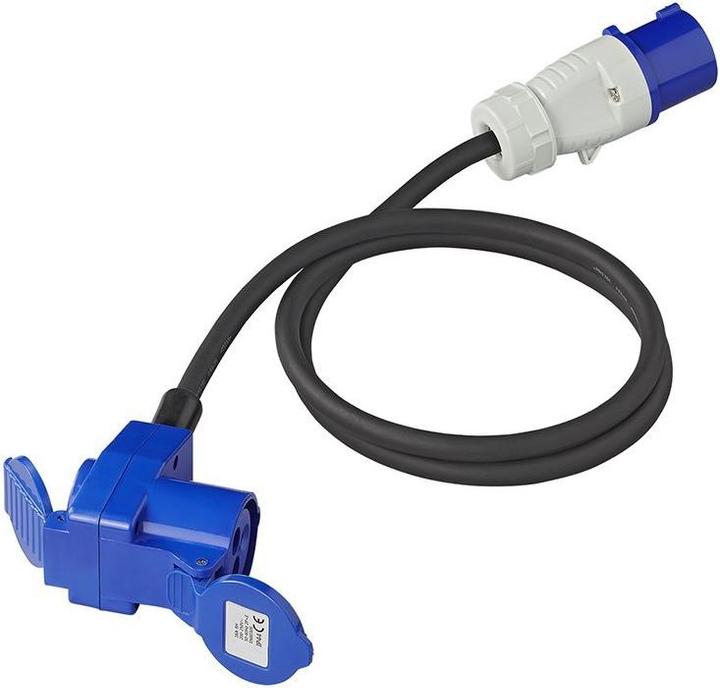 ProPlus Adapterkabel 150cm 3x2,5mm² von CEE Stecker nach CEE Winkelkupplung + Schuko Steckdose
