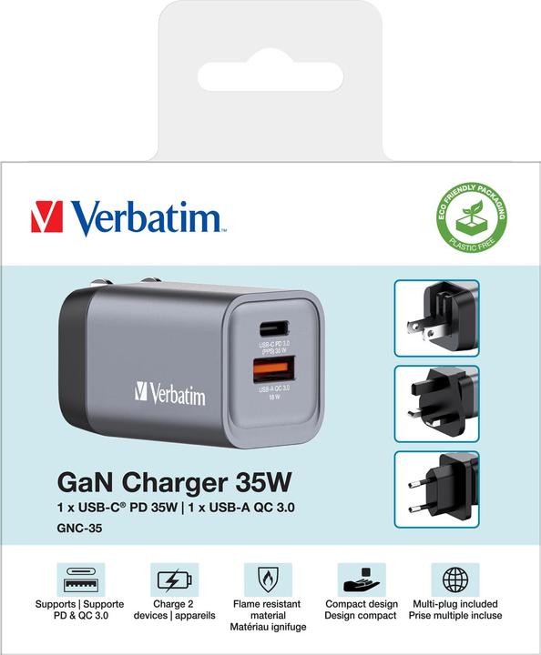 Actual product image Verbatim GNC-35 GaN Charger 2 35W USB (35 W)