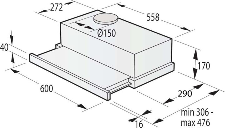Immagine prodotto Gorenje TH62E3X Cappa da incasso in acciaio inox ³/h C (Cappuccio a schermo piatto)