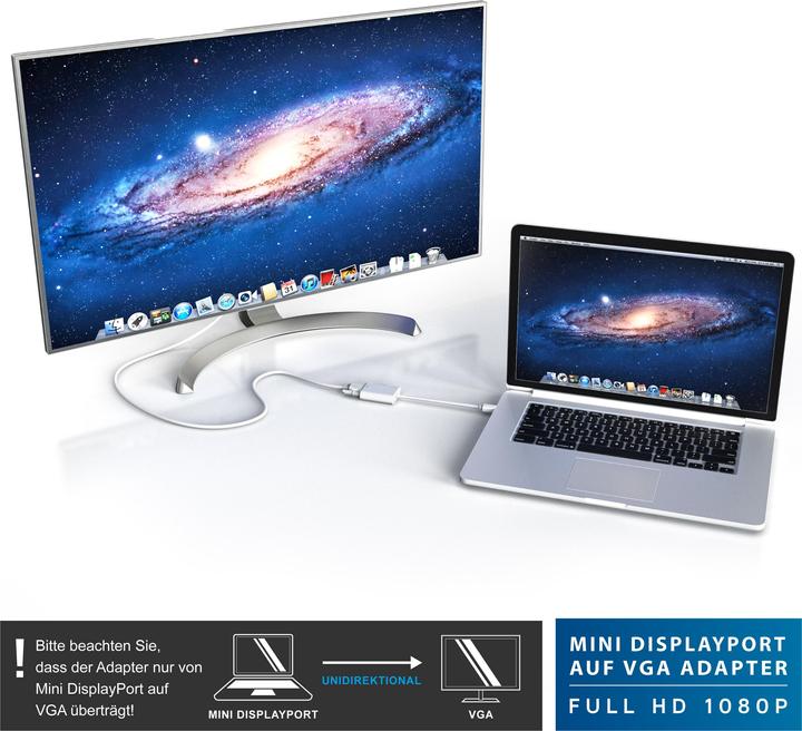 Produktbild CSL Mini DisplayPort zu VGA Video-Adapter, Full HD MiniDP Stecker zu VGA Buchse Adapter Kabel (VGA)