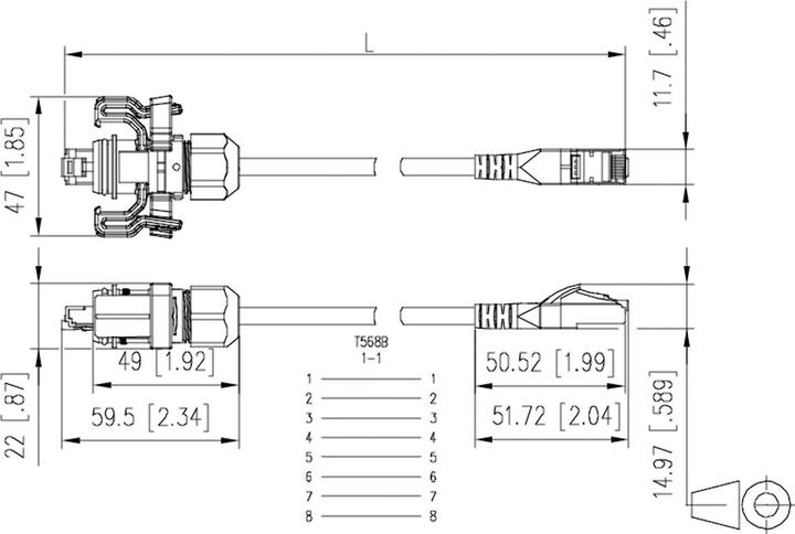 Actual product image Metz Connect E-DAT Industry IP67 V6 (S/FTP, CAT6, 1 m)