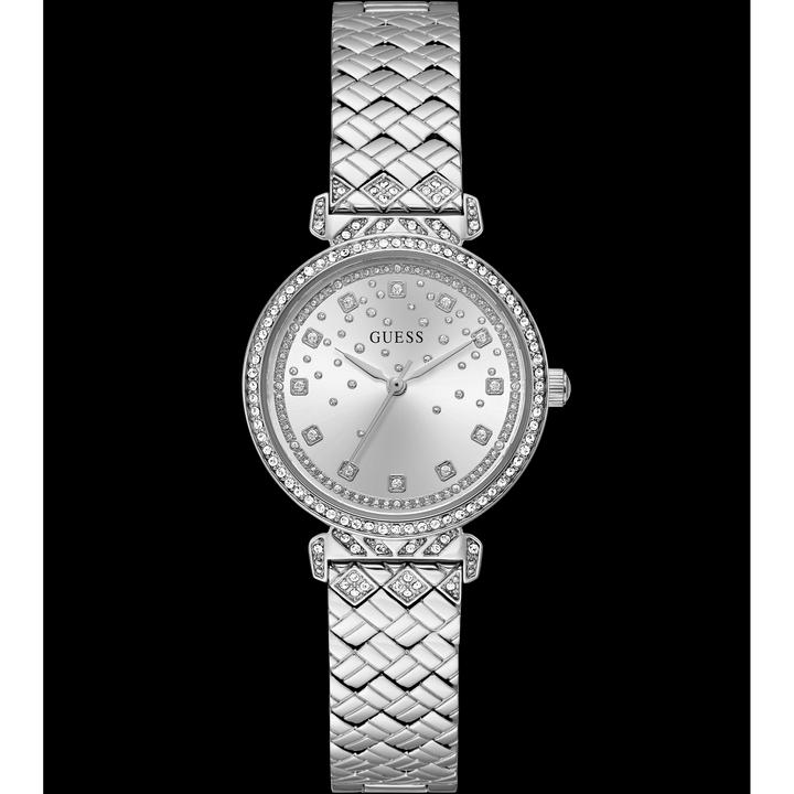Produktbild Guess P SLV CS W/ CRYS / SUN SLV GLITZ DL / P SLV BRCT W/ CRYS Armbanduhr (Uhr mit Schmuckstein, 32 mm)