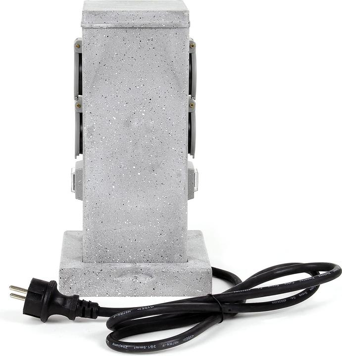 Produktbild Wiltec Steckdosensäule 4fach Aussensteckdose IP44 Schalter Granitoptik Steckdosenstein