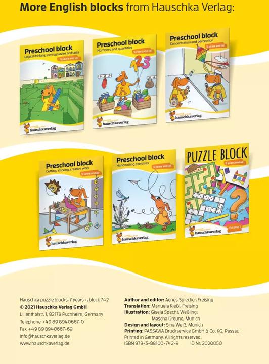 Produktbild Puzzle block 7 years and up, A5 block (Englisch, Agnes Spiecker, Mascha Greune, Gisela Specht, Sabine Dengl, Martina Knapp, 2021)