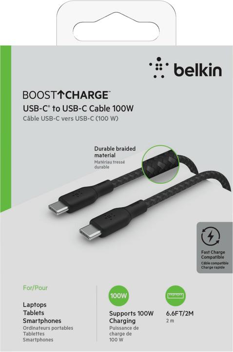 Image du produit Belkin USB type C - USB type C (2 m, USB 2.0, 100 W)