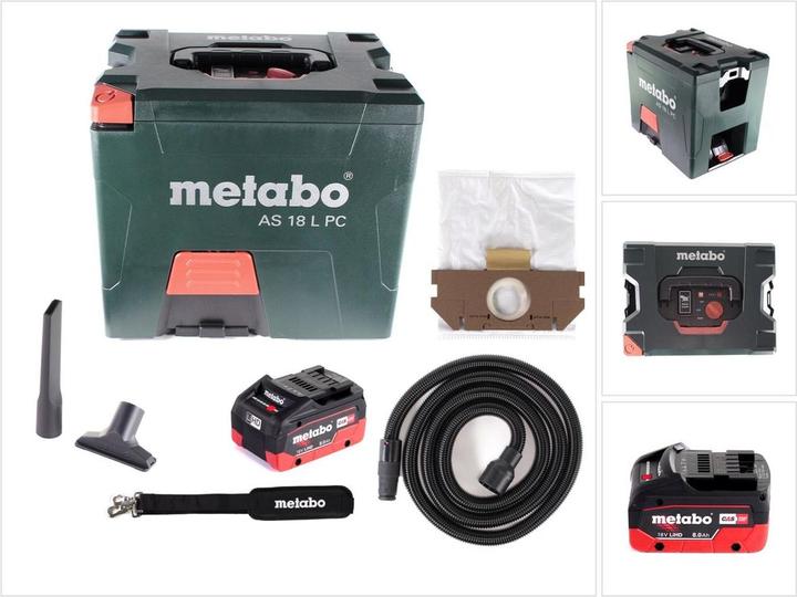 Produktbild Metabo AS 18 L PC Akku Sauger 18V 7,5L ( 602021850 ) + 1x Akku 8,0Ah - ohne Ladegerät