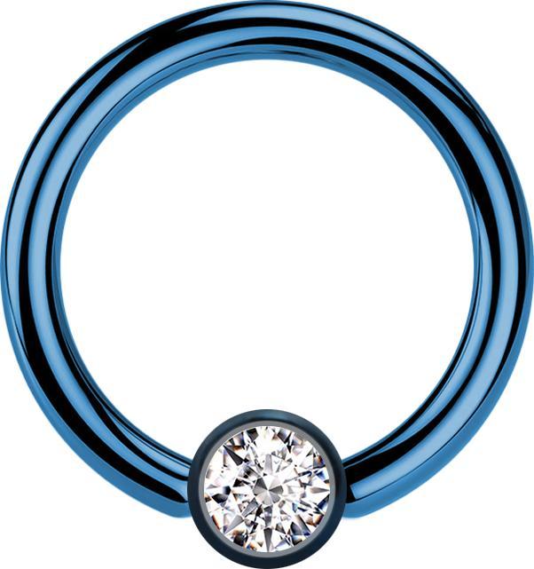 Actual product image Star Piercing Micro Closure Ring dark blue cylinder crystal silver (Surgical steel 316L)