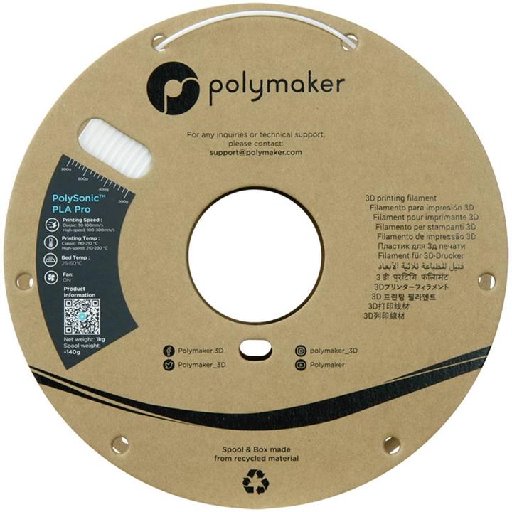 Actual product image Polymaker PolySonic High Speed PLA PRO (PLA+, 1.75 mm, 1000 g, White)