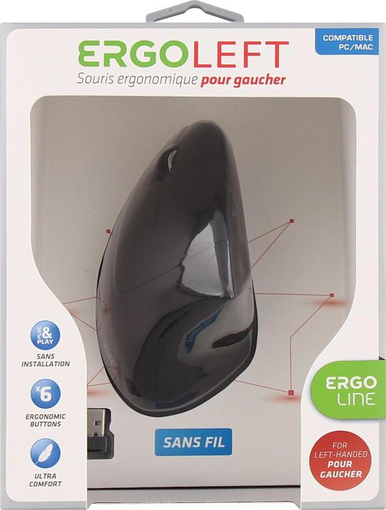 Immagine prodotto T'nB Souris sans fil compatibile Ergo verticale pour gaucher (Noir) (Senza fili)
