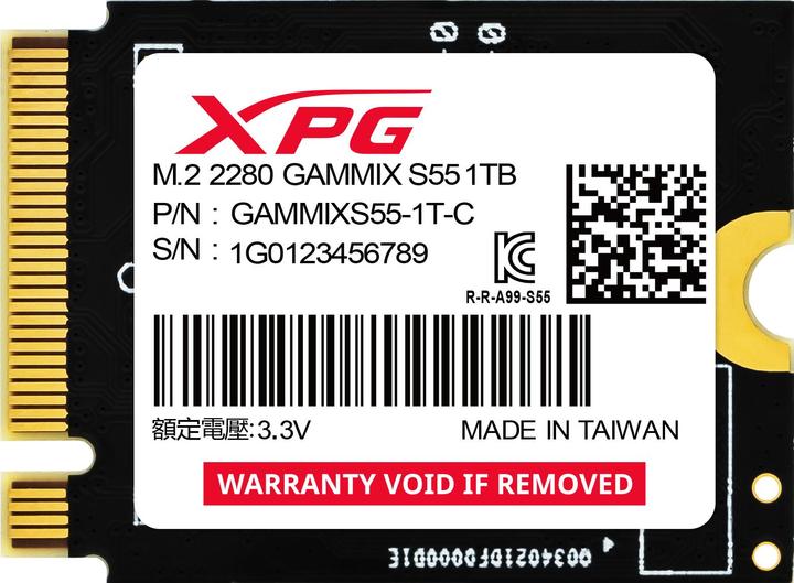 Actual product image Adata SSD GAMMIX S55 1TB Gen 4x4 2230 (1000 GB, M.2 2230)