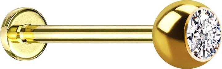 Immagine prodotto Star Piercing Labret microfilettato placcato oro con cristallo a sfera argentato (Acciaio chirurgico 316L, senza ottone)