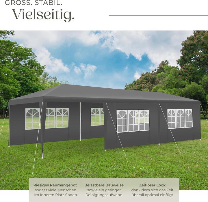 Produktbild tectake Pavillon Miramas mit 8 Seitenteilen, wasserdicht, 9x3m (900 cm, 300 cm)