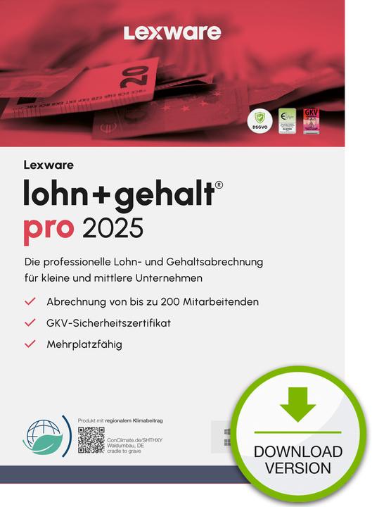 Produktbild Lexware lohn+gehalt pro 2025 - Abo (3 User, unbegrenzt)