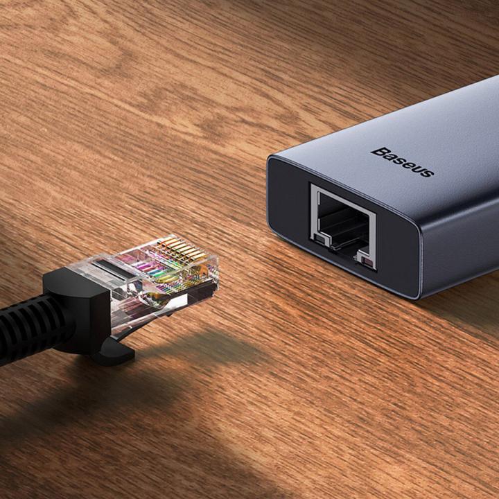 Actual product image Baseus Hub 6w1 UltraJoy 6-Port ( USB-C to 1xHDMI4K@30Hz + 3xUSB 3.0 + 1xPD +RJ45) (USB-C, 6 Ports)