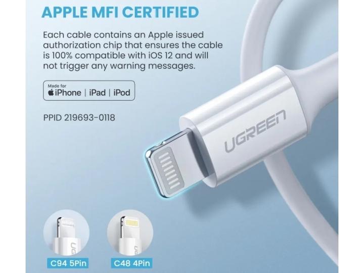 Image du produit Ugreen Câble Lightning vers USB-C 2.0 (1 m, USB 2.0)