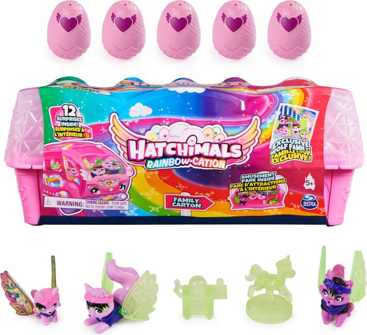 Immagine prodotto Hatchimals Cartone per uova Rainbowcation con famiglia di lupi, playset con 10 figure CollEGGtibles e 2 Zu