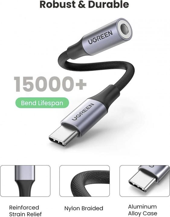 Immagine prodotto Ugreen Adattatore da USB-C a 3.5mm Jack con supporto IPAD Pro e Samsung Note 10 (USB tipo C, Jack da 3.5mm)