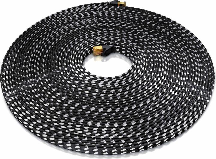 Produktbild Primewire CAT 7 Netzwerkkabel Flach Baumwollmantel - LAN Patchkabel Datenkabel - Flachbandkabel - Verlegekabel (U/FTP, CAT7, 30 m)