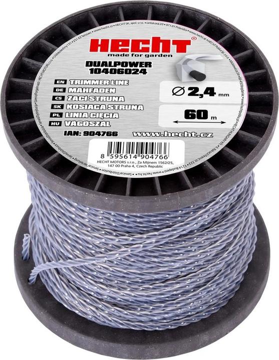 Image du produit Hecht 10406024 2.4 mm x 60 m, Fil de rechange carré DUAL POWER Tondeuse à gazon (Herbicide, Fil de coupe + bobine de fil)
