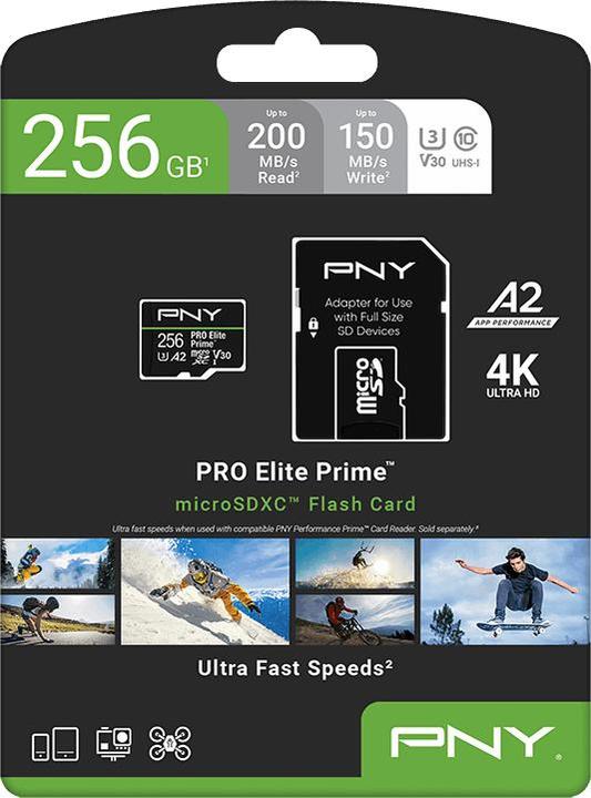 Actual product image PNY microSD Pro Elite Prime 256GB (256 GB, microSDXC, U3, UHS-I)