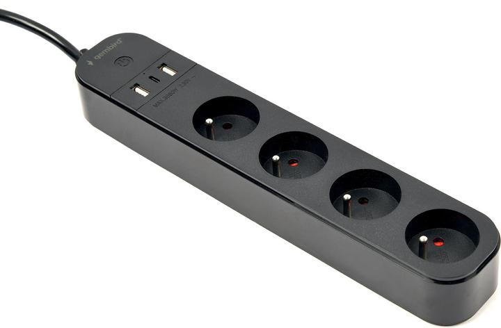 Gembird Presa multipla intelligente con caricatore USB 4 prese francesi nero (4 x, CEE 7/3, 1.50 m)